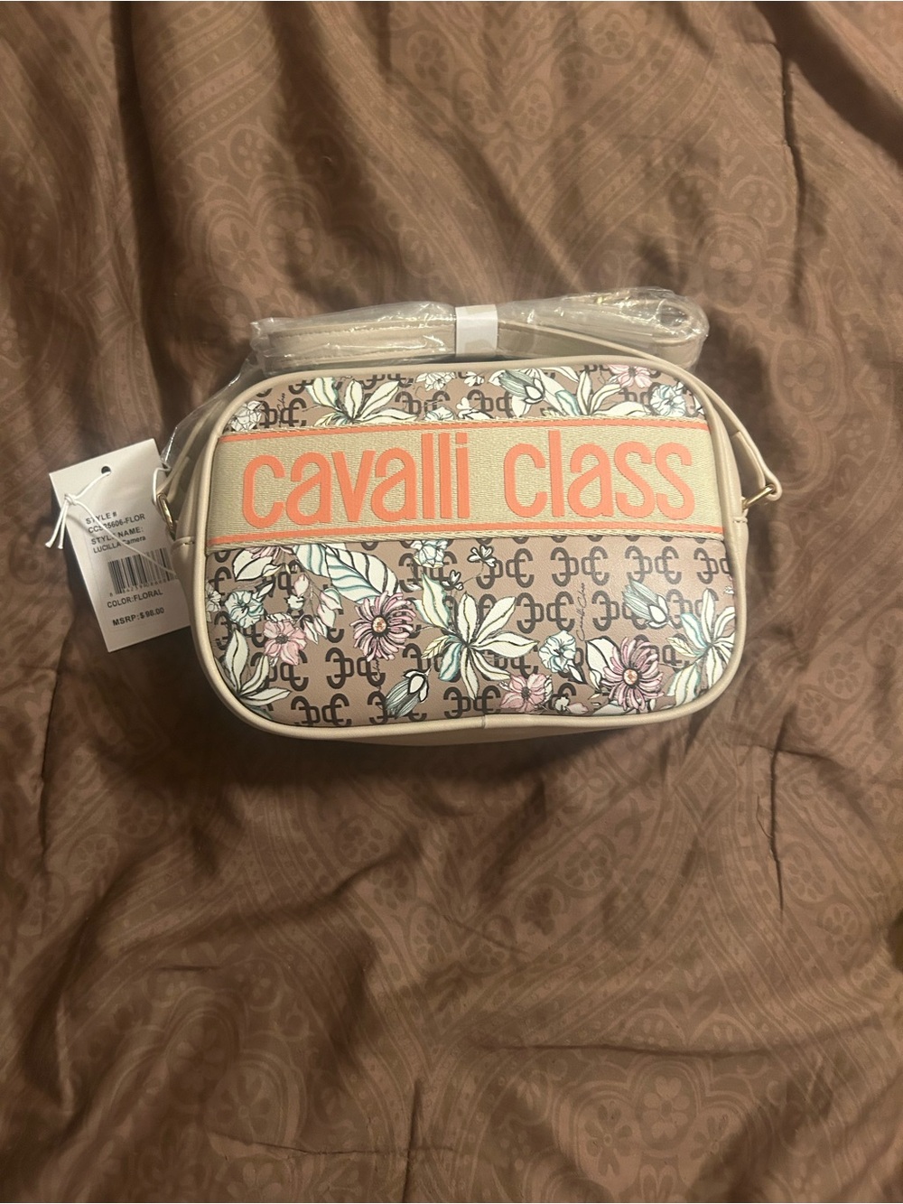 Cavalli Class Lucilla Camera floral crossbody